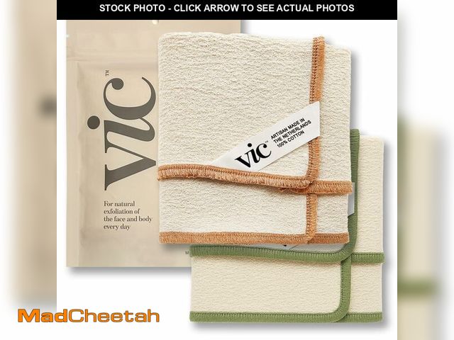 Lot 74-14273794 - VIC Deep Exfoliating Face &amp; Body Washcloth | Premium Natural Cotton | Intensive Skin-Renewing Te...