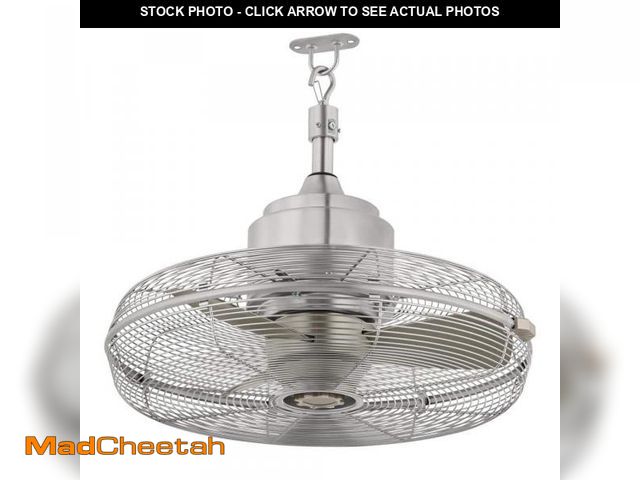 Lot 74-12491975 - Hampton Bay Conyer 18 in. Indoor/Wet Outdoor 3-Speed Anywhere Fan Silver with Convenient Hanging Hoo...