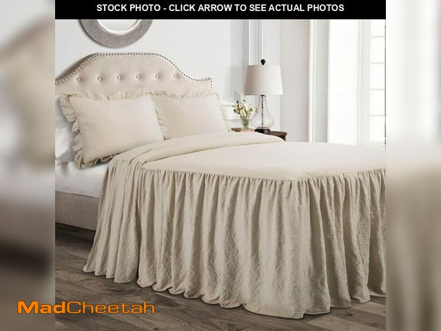 Lot 74-14299397 - Lush Decor Ruffle Skirt Bedspread Set - 3-Piece Luxurious Farmhouse Bedding - Elegant Ruffle Detail ...