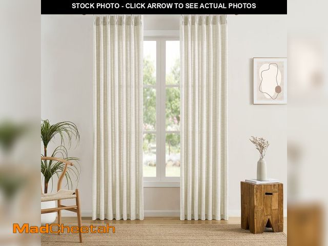 Lot 74-12976976 - RAIN CITY 102 Inch Curtains Pinch Pleated 2 Panels Set, Back Tab with Hooks Semi Sheer Linen Curtain...