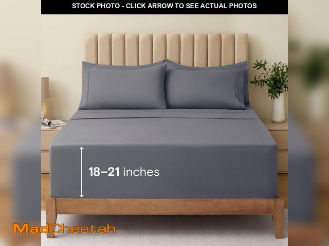 Lot 74-12411443 - LuxClub 4 PC Sheet Bed Sheets Deep Pockets 18" Wrinkle Free Kids Fitted Sheets Machine Washable Hote...