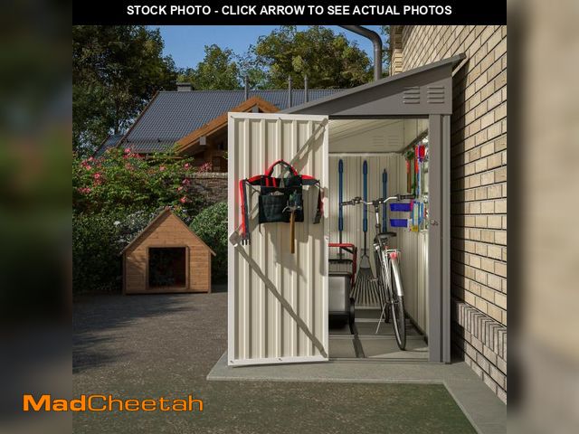 Lot 74-12445141 - YOPTO 4x8 FT Outdoor Storage Shed,Lean to Metal Shed W/Floor Included,Garden Storage Shed W/Lockable...