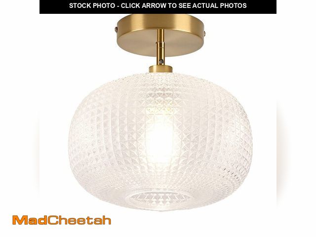 Lot 74-12712390 - Gold Semi Flush Mount Ceiling Light Fixture,Hallway Light Fixtures,Industrial Close to Ceiling Mount...