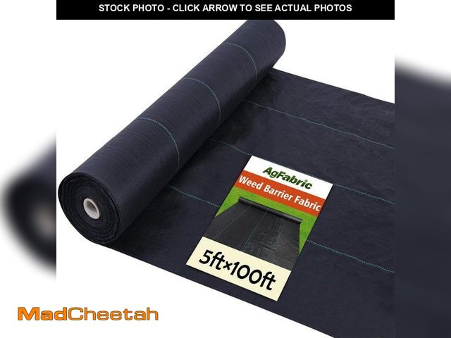Lot 74-14590622 - Agfabric 5 ft. x 100 ft. Black Heavy-Duty Landscape Fabric Pro Commercial Weed Barrier W1GC3205100BK...