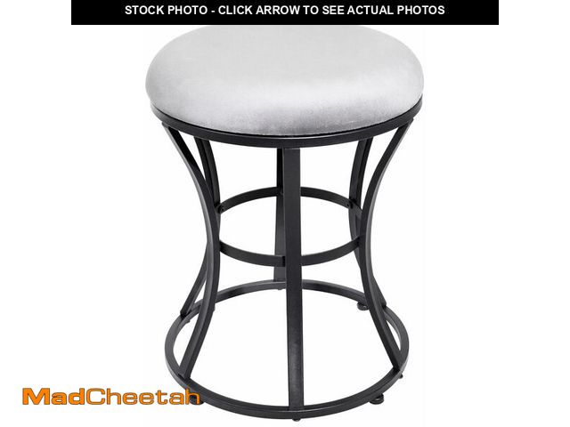 Lot 74-14333596 - Ellensamqi Vanity Stool Chair, Grey Stools for Makeup Room, Round Ottoman Foot Stool, Velvet Footres...
