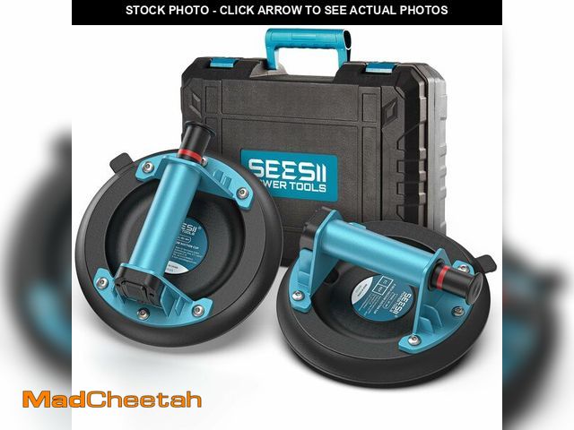 Lot 74-14272114 - SEESII Suction Cups for Glass Lifting: 8" Tile Suction Cup Lifter with Handle and Pump, 200KG Load C...