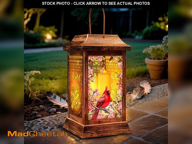 Lot 74-14207184 - Cardinal Solar Lanterns Outdoor Hanging Lanterns, Metal Glass Garden Decor Solar Lights, Gifts for W...