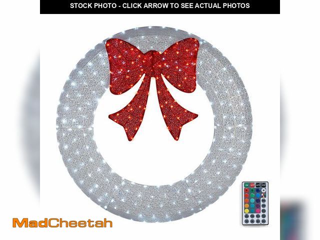 Lot 74-13044864 - Ktaxon 48in Christmas Wreath Christmas Decoration Lighted Holiday Decor 315 Lights LED,Rainbow-Color...