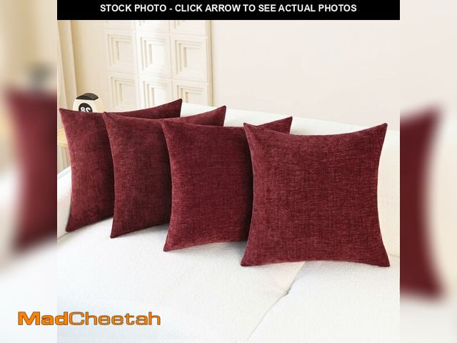 Lot 74-12710293 - CaliTime Throw Pillow Covers Decorative 18 X 18 Inches Pack of 4 Cozy Chenille Cushion Cases for Cou...