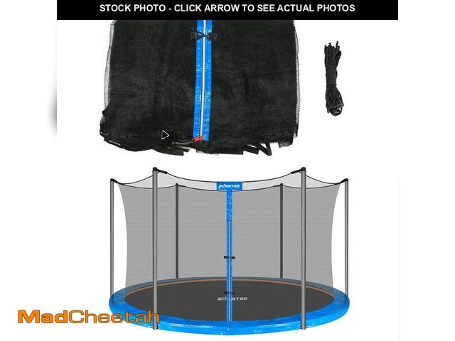Lot 74-14293343 - 12 FT Trampoline Replacement Safety Enclosure Net for 6 Straight Poles Round Frame Trampolines, Brea...