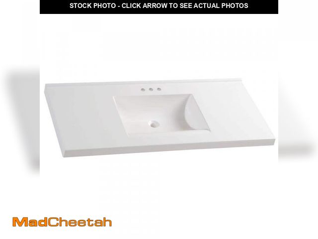 Lot 74-12086152 - Glacier Bay 49 in. W x 22 in. D Cultured Marble White Rectangular Single Sink Vanity Top in White - ...