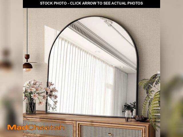 Lot 74-14310112 - BEAUTYPEAK 31"x 32" Bathroom Mirror Wall Vanity Arched Mirror, Black - UNUSED