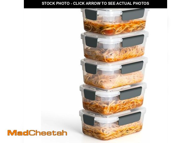 Lot 74-12680925 - YORY 5 cup Plastic Food Storage Containers with Lids Nestable Freezer Dishwasher Safe Rectangle Meal...