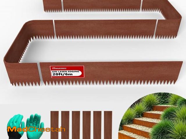 Lot 74-12507986 - 20ft. 6-Pack Cor-Ten Steel Landscape Edging - 40" L x 6" H Metal Edging for Landscaping with 6 Stake...