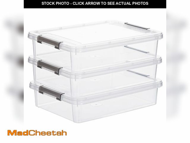 Lot 74-14474323 - Citylife 3 PCS Plastic Storage Bins with Latching Lids Portable Project Case Clear File Box Stackabl...