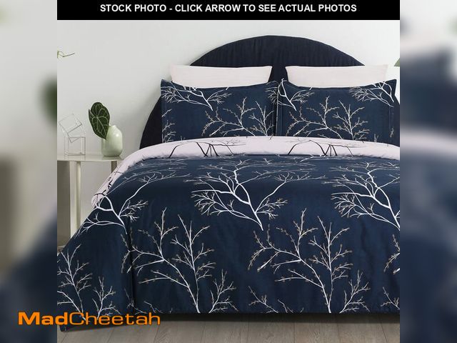 Lot 74-14387138 - YEPINS Soft Brushed Microfiber Duvet Cover Set with Zipper Closure and Corner Ties, Plum Blossom/Bra...