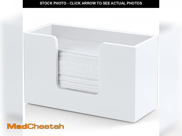 Lot 74-12311374 - Paper Towel Dispenser Countertop, Wooden Bathroom Paper Towel Holder, White Napkin Holder for Kitche...