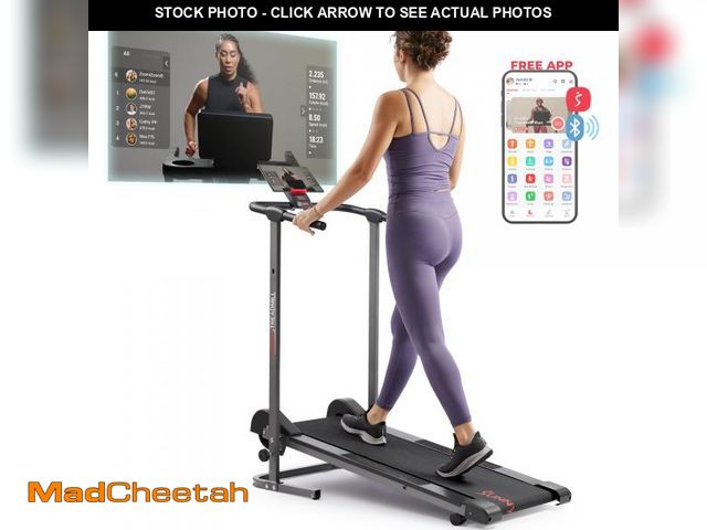Lot 74-12241392 - Sunny Health &amp; Fitness Smart Manual Walking Treadmill, 300 LB Weight Capacity, Non-Electric, Fix...