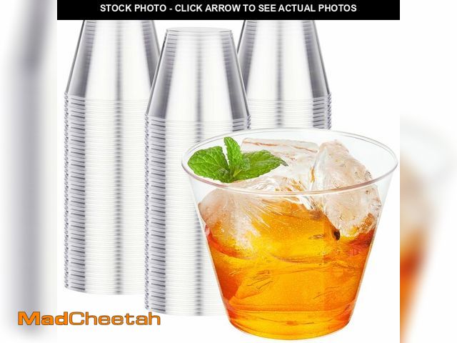 Lot 74-14152083 - RACETOP 200 Pack 9 oz Clear Plastic Cups for Party, Disposable Clear Cup, Disposable Cups, Wine Glas...