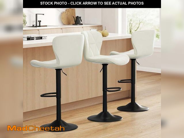 Lot 74-13608474 - Hawsaiy Modern Bar Stools Set of 3, Adjustable Faux Leather Upholstered Swivel Bar Stools, Counter H...