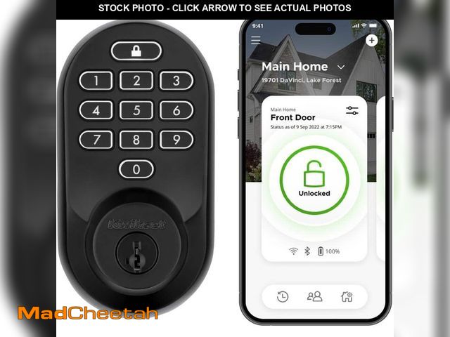 Lot 74-12591474 - (MISSING HARDWARE) HALO Matte Black Keypad Wi-Fi Electronic Single-Cylinder Smart Lock Deadbolt feat...