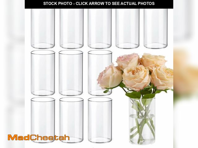Lot 74-14385736 - TBWIND 12pcs Glass Cylinder Vases for Centerpieces, 6 Inch Clear Flower Vases for Wedding Decoration...