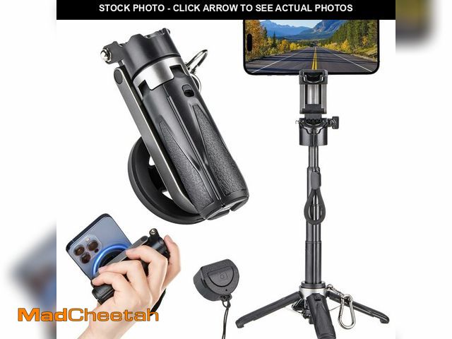 Lot 74-14211567 - MQOUNY for Magsafe Tripod Stand for iPhone,Portable Pocket Size Selfie Stick with Rechargeable Remot...