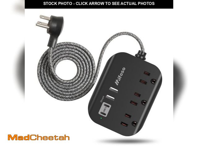Lot 74-12212016 - 10FT Power Strip with USB Ports - Extension Cord with 3 Outlets and 3 USB Charging Ports, Flat Plug,...