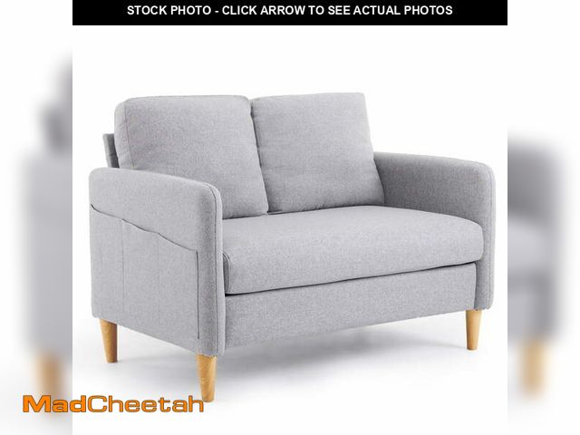 Lot 74-12578525 - Ktaxon Loveseat Sofa with Side Bags 47" 2-Seat Small Couch with Wood Legs for Living Room Bed Room L...