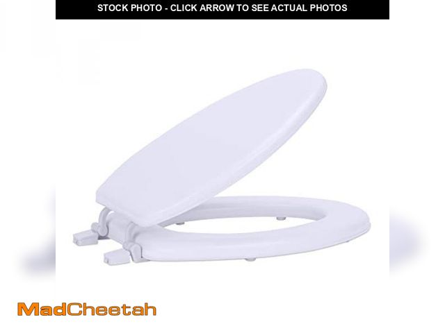 Lot 74-12137259 - Soft Elongated Vinyl Toilet Seat, White - 19 Inch Soft Vinyl Cover with Comfort Foam Cushioning - Fi...