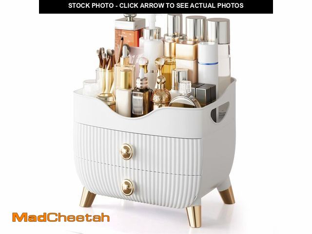 Lot 74-14269806 - Makeup Organizer Countertop, Large Capacity Skincare Cosmetic Organizer for Vanity with 2 Drawers, C...