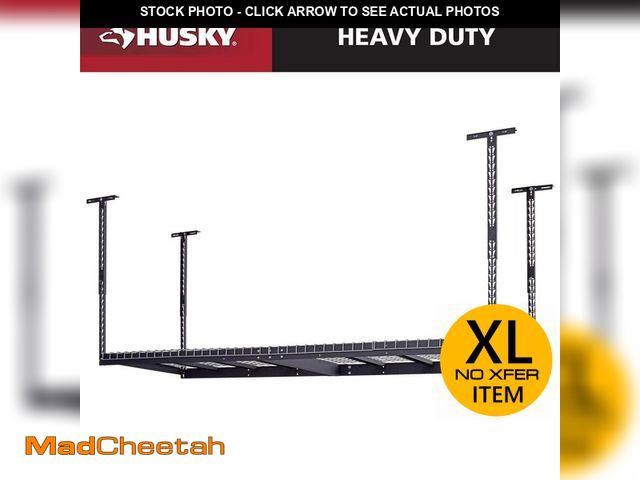 Lot 74-12804362 - Husky 97.5 in. W x 43.75 in. H x 48 in. D Adjustable Height Metal Heavy-Duty Overhead Garage Storage...