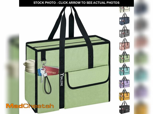 Lot 74-12698520 - BALEINE Large Utility Tote Bag with Reinforced Bottom, Multi-Pockets and Top Zipper Closure, Perfect...