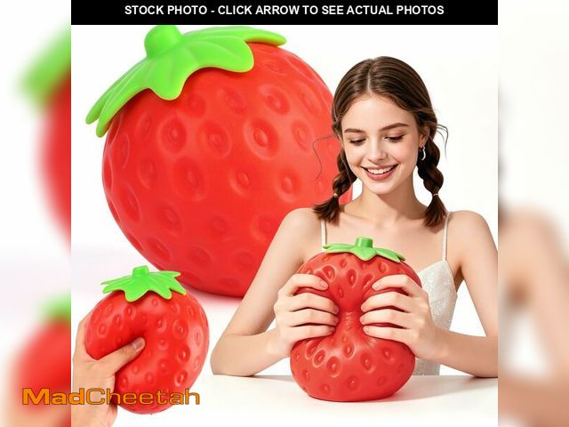 Lot 74-14263940 - 6 Inch Giant Strawberry Squishy Slow Rising Stress Relief Toy, Realistic Soft Fruit Squeeze Fidget S...