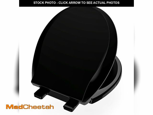 Lot 74-12698372 - AÃÂ¼nsffer Toilet Seat Black, Toilet Seat Round 16.5 inch Soft Close Quiet, No Slam, Premium PP Mat...