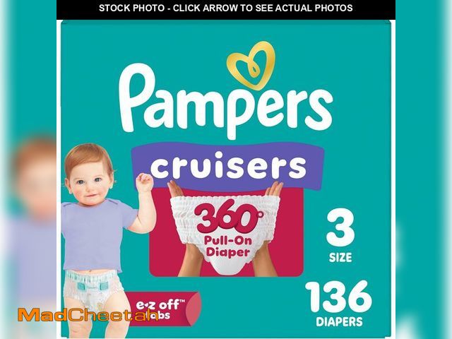 Lot 74-14582030 - Diapers - Cruisers 360 - Size 3, 136 Count, Babyproof up to 100% Leakproof Pull-On Diaper - UNUSED
