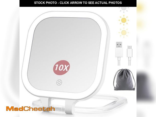 Lot 74-12305520 - DESCHEN Rechargeable Travel Makeup Vanity Mirror with Lights and Magnification, Portable 1X/10X Magn...