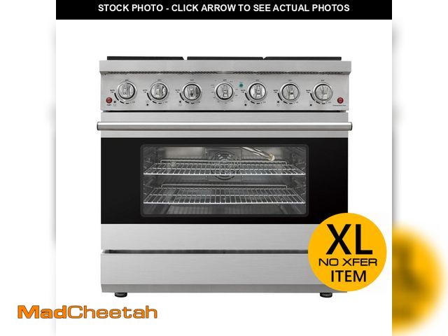 Lot 74-14344589 - Duro 36 in. 6-Burner Gas Range in Stainless Steel with Convection Oven - UNUSED