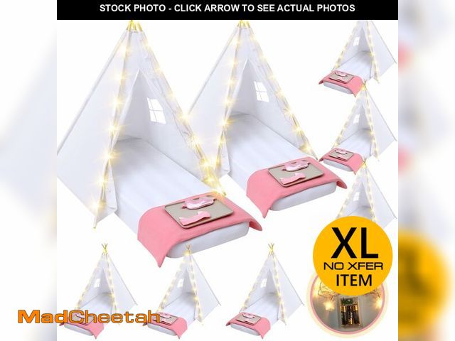 Lot 74-12689715 - Windyun 8 Pack Kids Teepee Tent for Slumber Party with Mattress,Light String,Airbed Fitted Sheet,Sle...