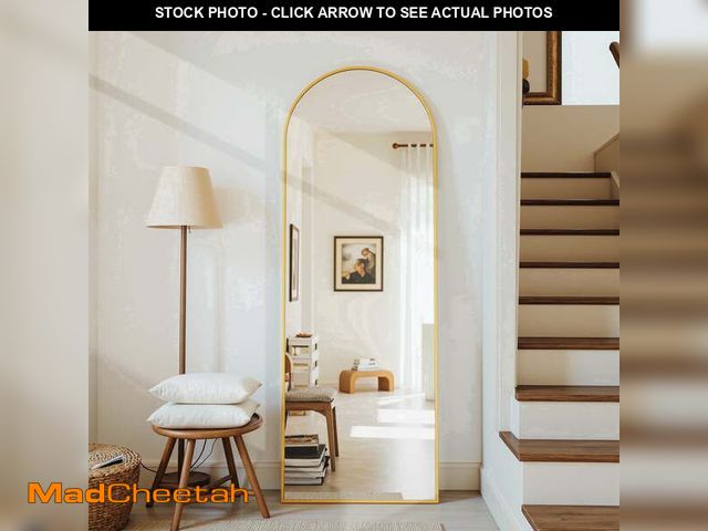 Lot 74-14438125 - Cuteday 58"x 18" Full Length Mirror Arched Standing Floor Mirror Full Body Mirror, Gold - UNUSED