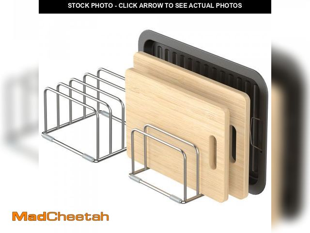 Lot 74-12116933 - KORRTFID Cutting Board Holder Stand, Chopping Board Storage Rack, Cutting Board Organizer, 304 Stain...
