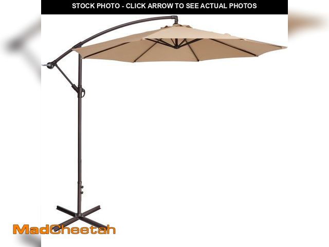Lot 74-12130724 - Cantilever Umbrella - 10FT Offset Outdoor Patio Umbrella with Tilt, Beige - UNUSED
