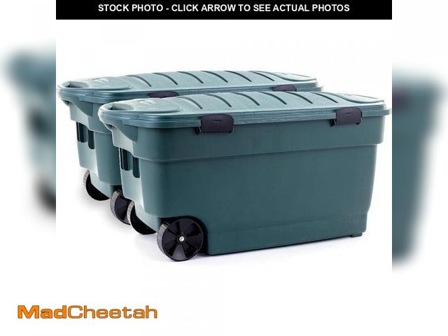 Lot 74-12374215 - Rubbermaid ECOSense 40 Gal Wheeled Storage Totes w/ Lids, Eco Green, 2-Pack - UNUSED
