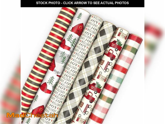 Lot 74-13696685 - (MISSING ONE ROLL) Hallmark Rustic Christmas Wrapping Paper Rolls with Cutlines on Reverse (6 Rolls:...