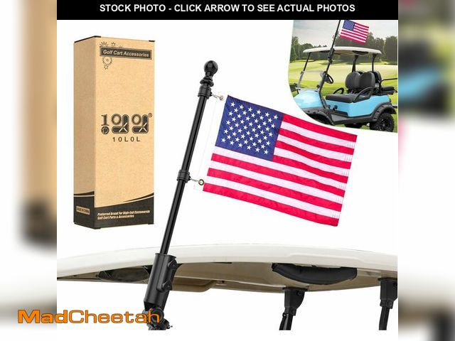 Lot 74-14204942 - 10L0L Golf Cart Flagpole Kit with 12x18" American Flag, Universal Fit for Club Car, EZGO, Yamaha Gol...