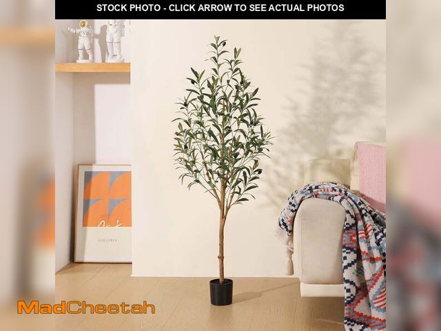 Lot 74-13776463 - DR.Planzen 4' Artificial Olive Tree Indoor, Tall Faux Olive Tree, Artificial Plants with Natural Woo...