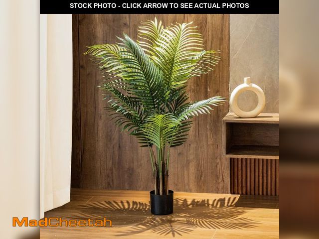 Lot 74-12481703 - Artificial Plants, 4ft Fake Palm Tree, Pre Potted Faux Greenry Tree for Home Decor Office House Livi...