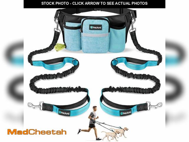 Lot 74-14063372 - PetAmi Premium Hands Free Dog Leash for 2 Dogs, Adjustable Waist Belt for Dog Walking, Fanny Pack Ac...