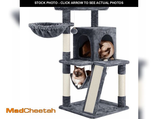 Lot 74-13331862 - Yaheetech Cat Tree Tower, 40-Inch Condo with Hammock, Oversized Soft Platform, Scratching Board, Bas...