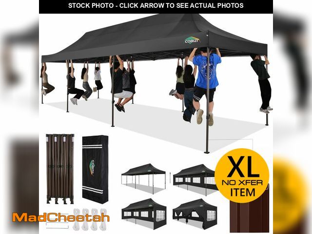 Lot 74-13118663 - COBIZI Heavy Duty 10x30 pop up Canopy, Commercial10x30 Party Tent for Parties Waterproof Gazebos wit...